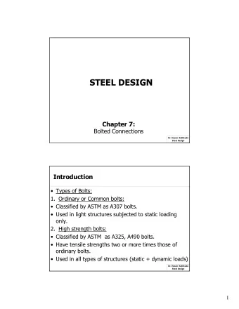 Simple Connections:   If the line of action of the
