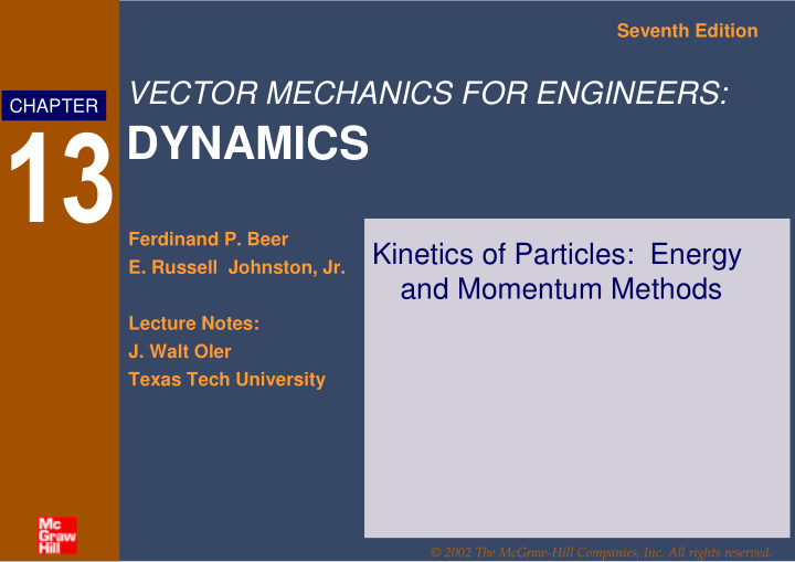 dynamics ferdinand p beer kinetics of particles energy e