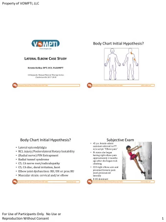 Body Chart Initial Hypothesis?  www.vompti.com L ATERAL E LBOW C ASE S TUDY  Kristin Kelley, DPT,