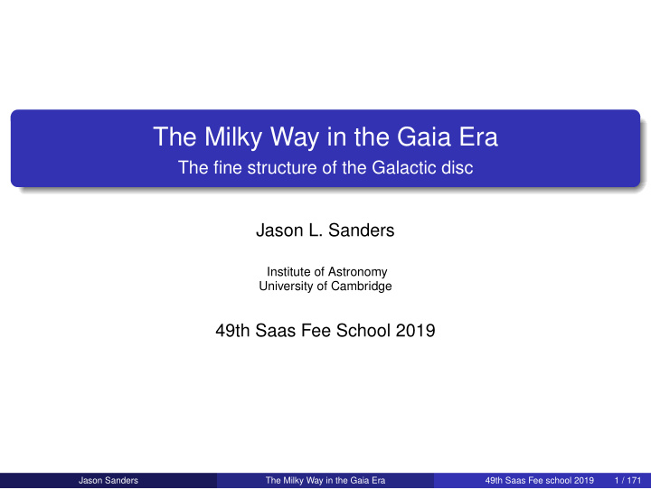 the milky way in the gaia era