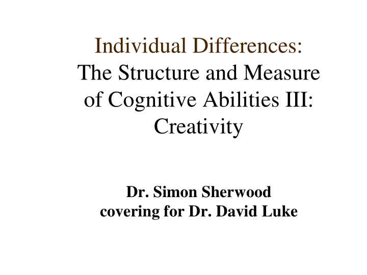 individual differences the structure and measure of