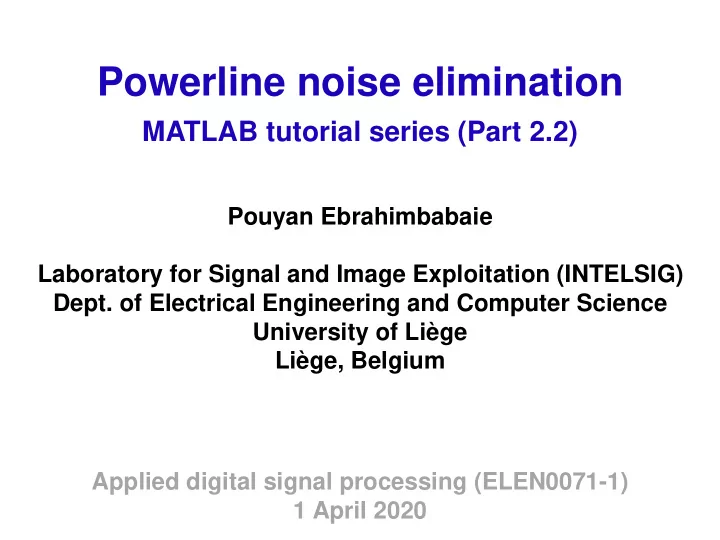 powerline noise elimination