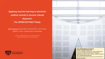 medical records to uncover missed  diagnosis: The SPEED-EXTRACT Study  Aldo F Saavedra, Richard