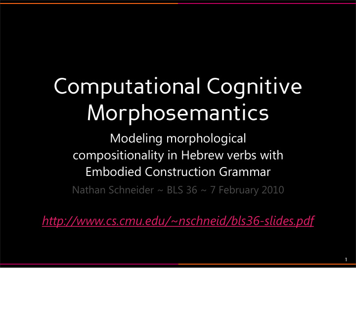 computational cognitive morphosemantics