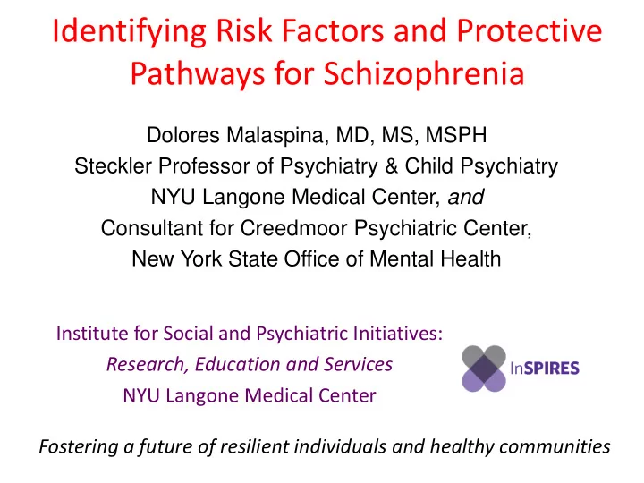 identifying risk factors and protective pathways for