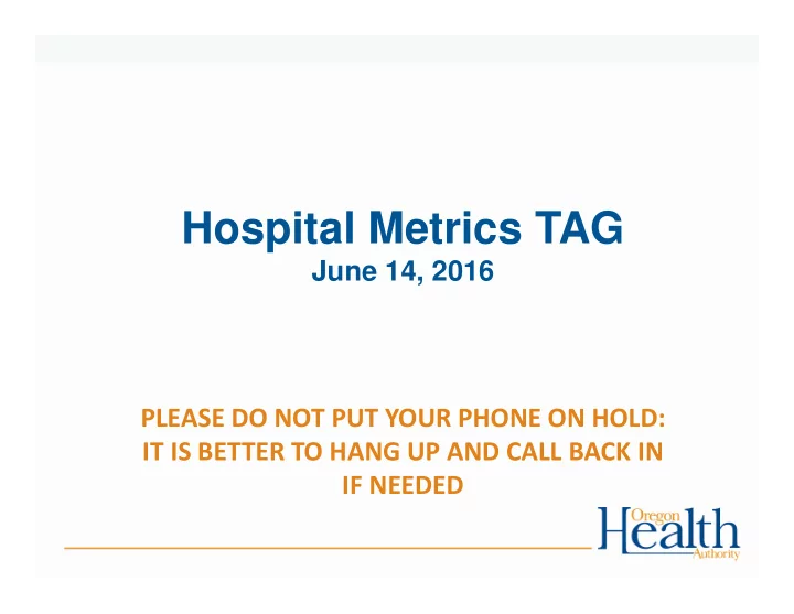 hospital metrics tag