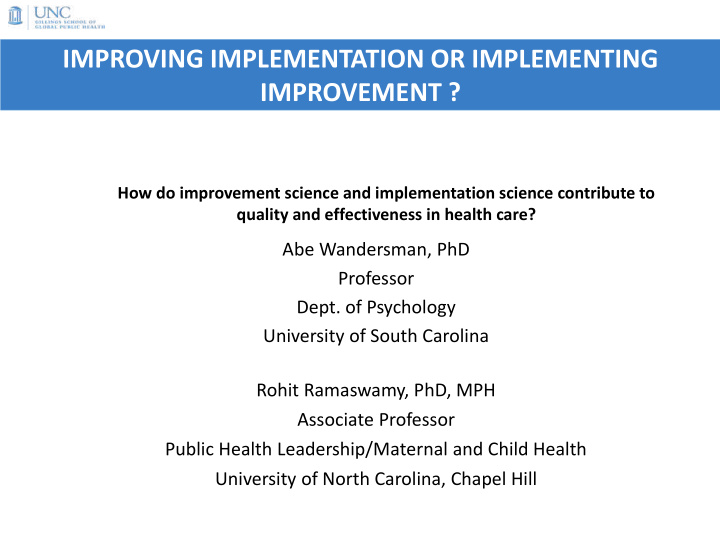 improvement how do improvement science and implementation
