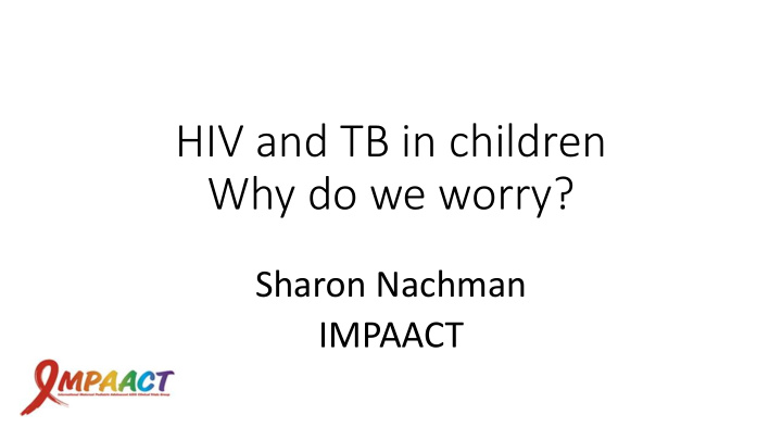 hiv and tb in children