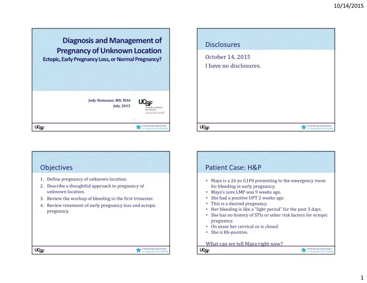 diagnosis and management of