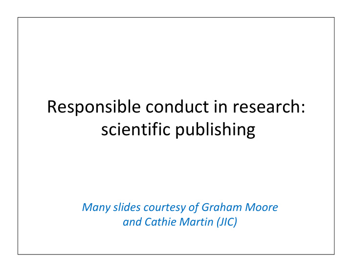 responsible conduct in research scientific publishing