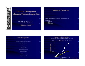 Glaucoma Management:  Changing Treatment Algorithms   I have the following financial interests