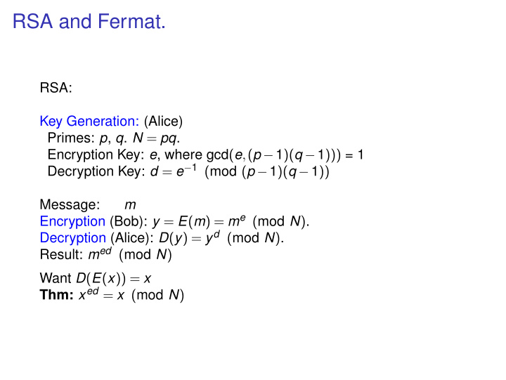 rsa and fermat