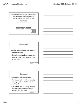 Disclosures  There is no commercial support for this activity.  The planners and speakers