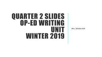 Mrs. Schulewitch  OCTOBER 21ST o Personal Narrative Essay Writing o This is day one out of four