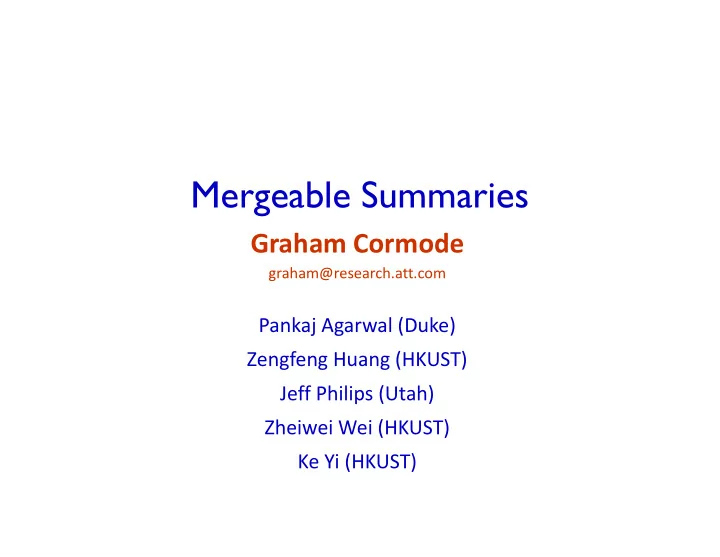 mergeable summaries