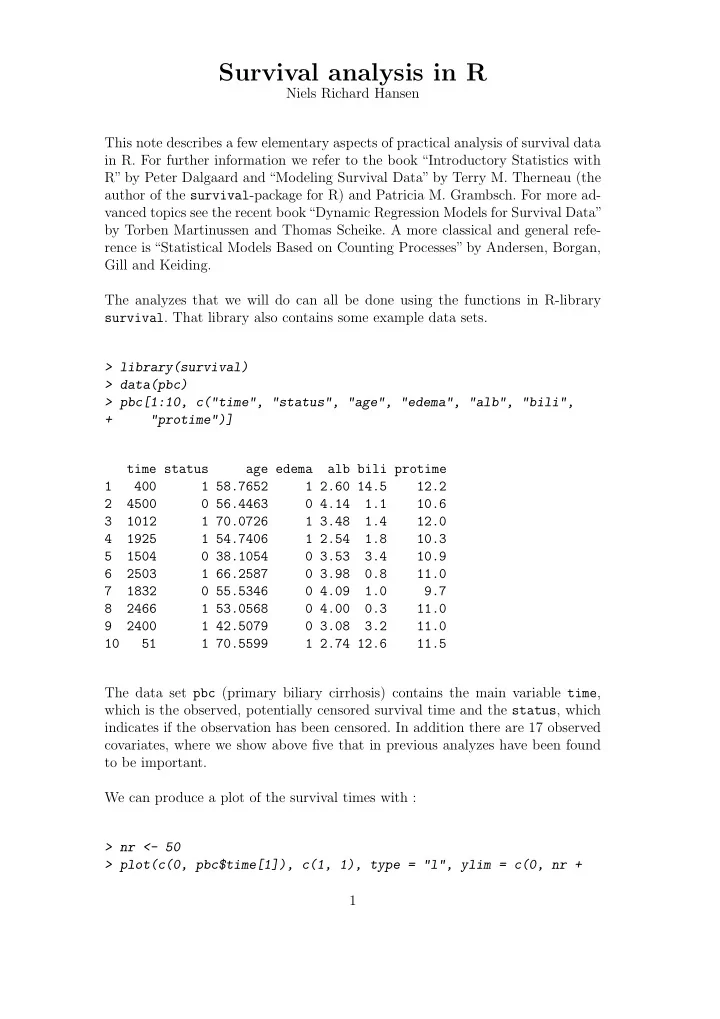 survival analysis in r