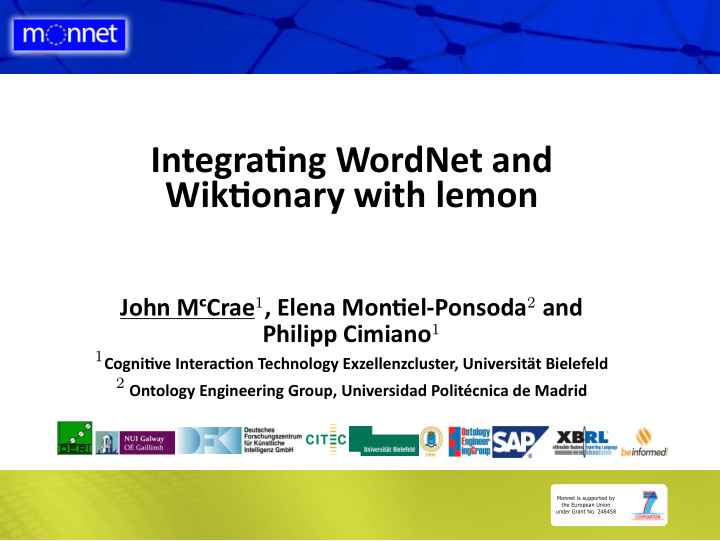 integra ng wordnet and wik onary with lemon