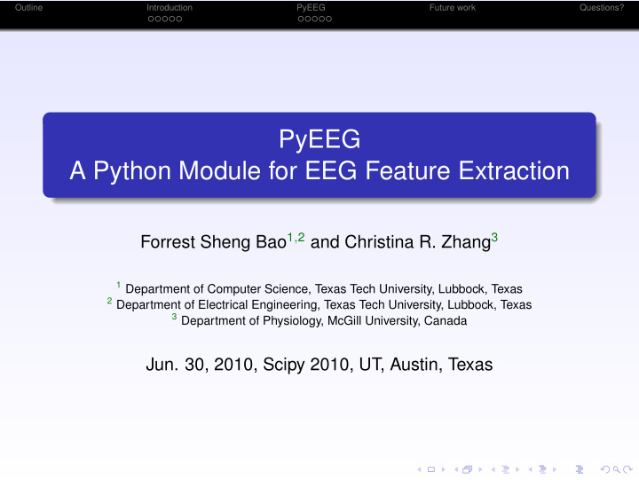 pyeeg a python module for eeg feature extraction