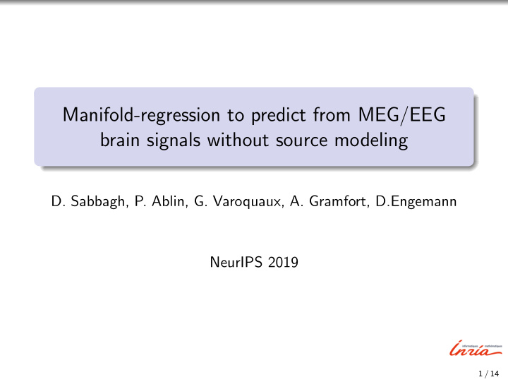 manifold regression to predict from meg eeg brain signals