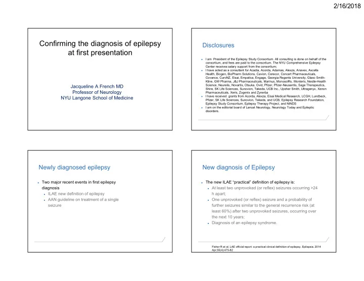 confirming the diagnosis of epilepsy