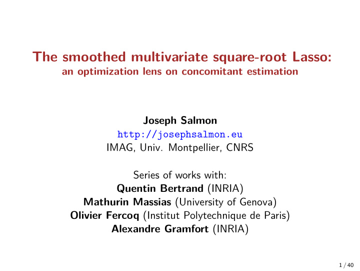 the smoothed multivariate square root lasso