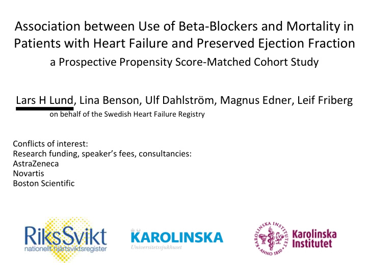association between use of beta blockers and mortality in