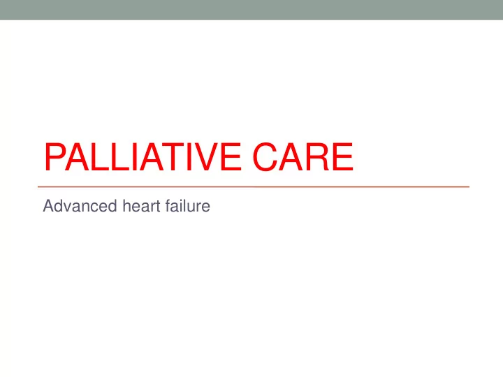 palliative care