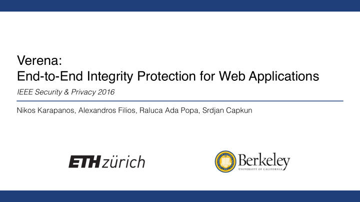 verena end to end integrity protection for web