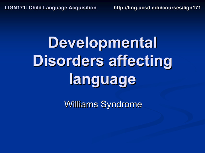 developmental developmental disorders affecting disorders