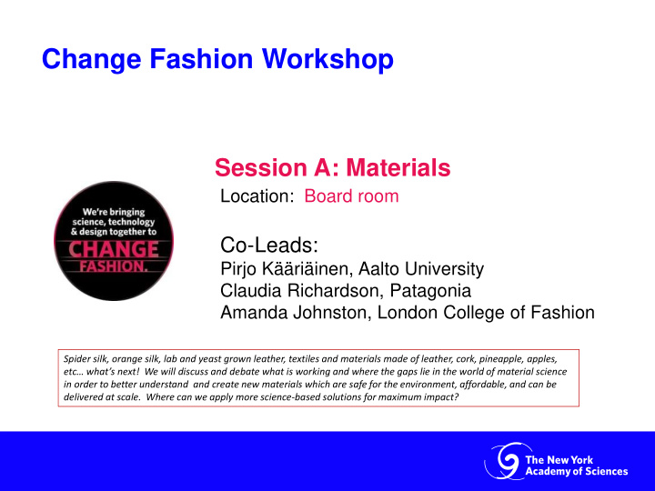 change fashion workshop