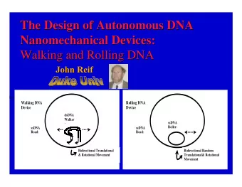 The Design of Autonomous DNA  The Design of Autonomous DNA  Nanomechanical Devices:  Devices: