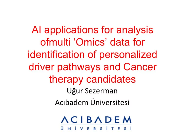 ai applications for analysis ofmulti omics data for