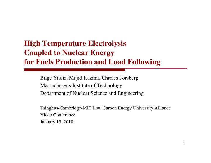high temperature electrolysis coupled to nuclear energy