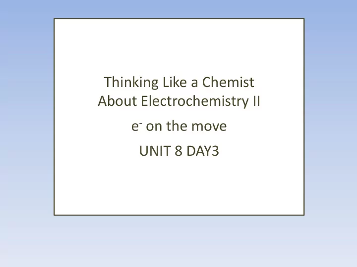 thinking like a chemist