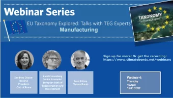 Webinar 4:  Sandrine Dixson-  Senior Economist  Declve  Sean Kidney  Thursday  European Bank of