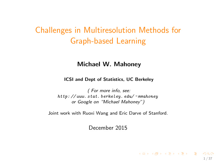 challenges in multiresolution methods for graph based