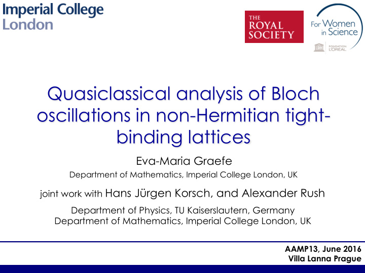 quasiclassical analysis of bloch oscillations in non