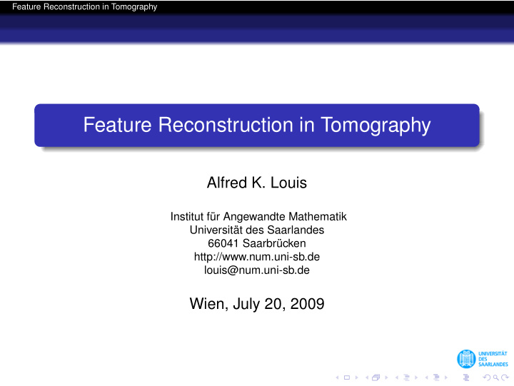 feature reconstruction in tomography