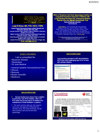 8/29/2015  Effect of Empirical Left Atrial Appendage Isolation on  Effect of Empirical Left Atrial