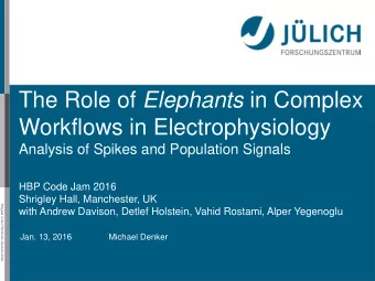 The Role of Elephants in Complex  Workflows in Electrophysiology  Analysis of Spikes and Population