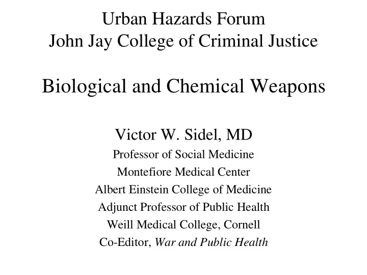 biological and chemical weapons