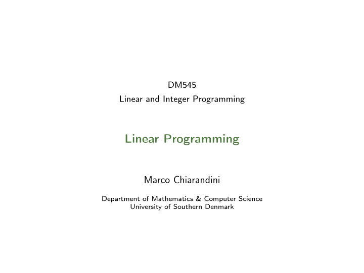 linear programming