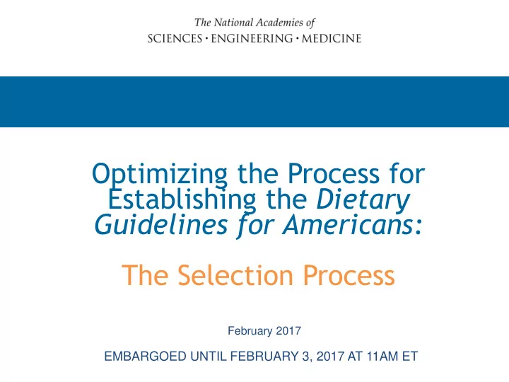 optimizing the process for