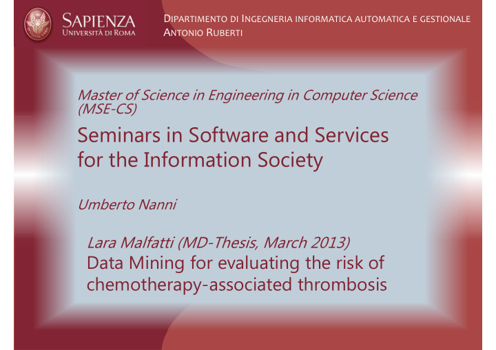 seminars in software and services for the information