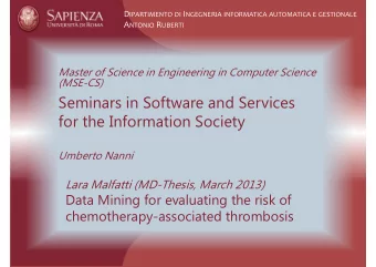 Seminars in Software and Services  for the Information Society  Umberto Nanni  Lara Malfatti