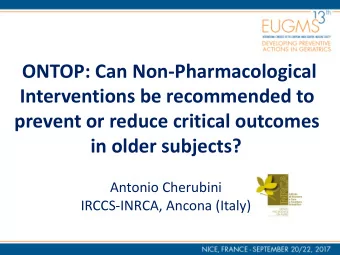 ONTOP: Can Non-Pharmacological  Interventions be recommended to  prevent or reduce critical