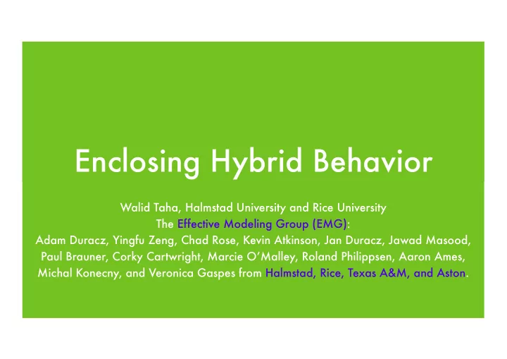 acumen a cyber physical cps enclosing hybrid behavior
