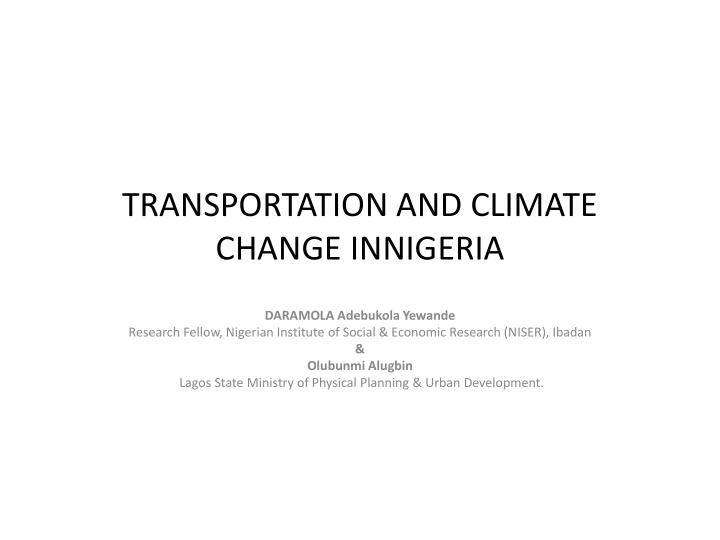 transportation and climate change innigeria