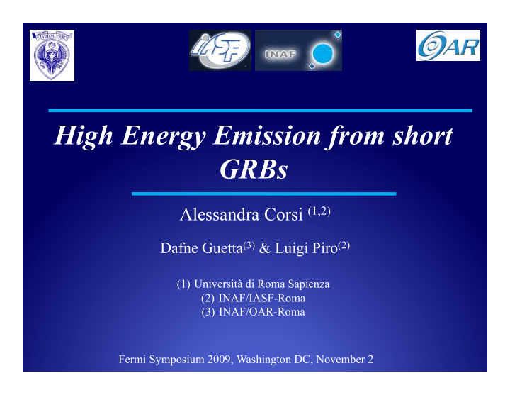 high energy emission from short grbs