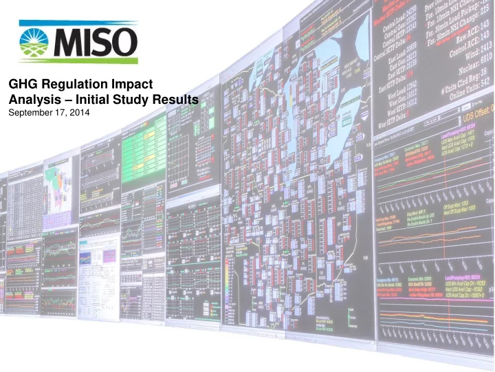 ghg regulation impact analysis initial study results